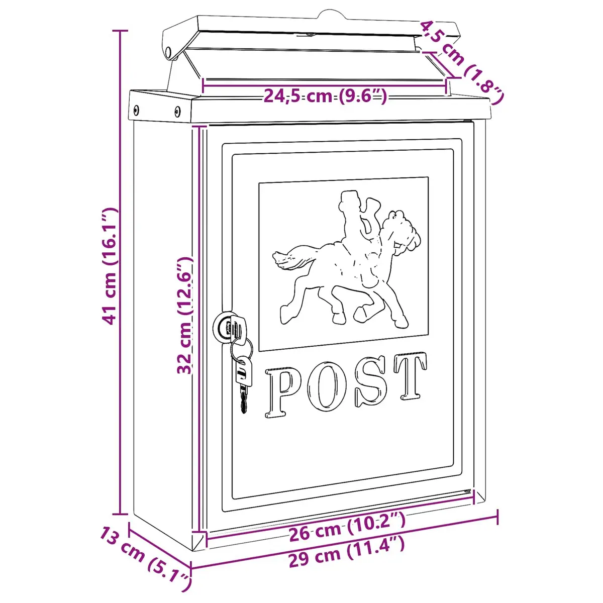 Vintage Red Wall Mounted Mailbox with Secure Locking System