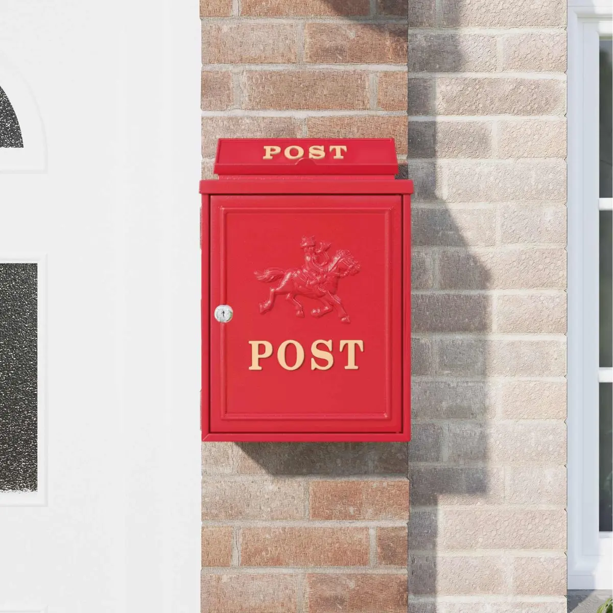 Vintage Red Wall Mounted Mailbox with Secure Locking System