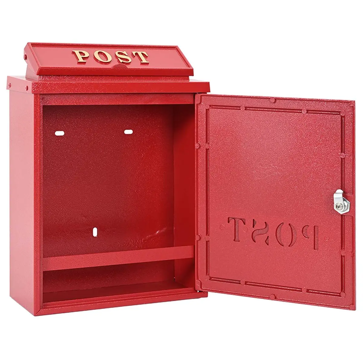 Vintage Red Wall Mounted Mailbox with Secure Locking System