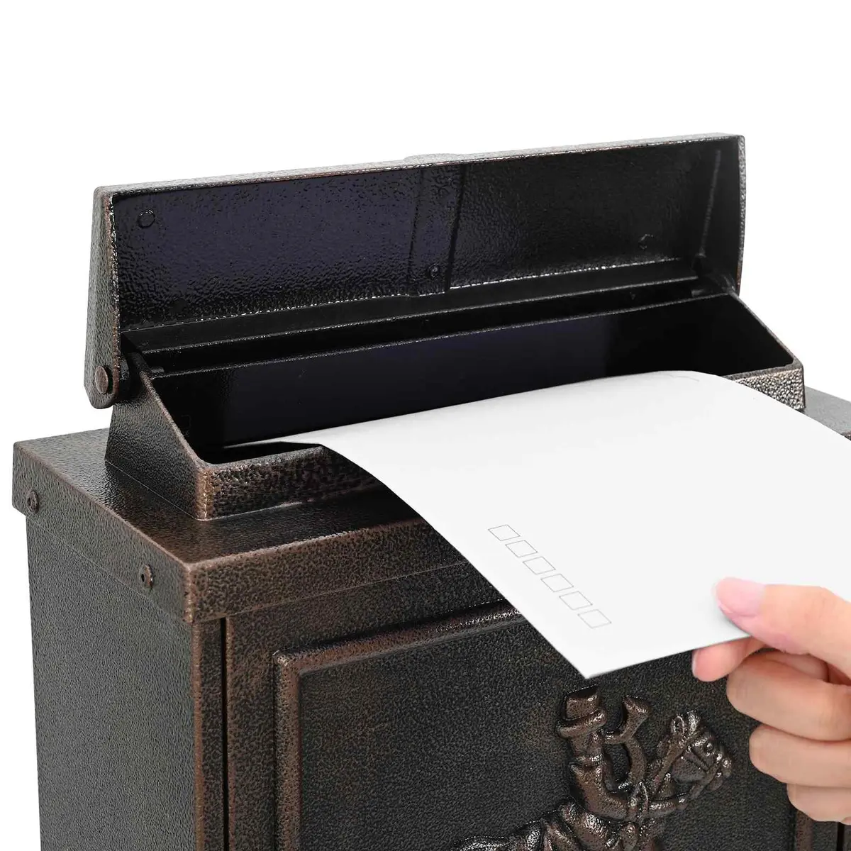 Bronze Cast Metal Wall Mailbox for Outdoor Security