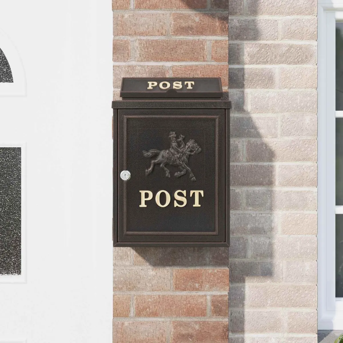 Bronze Cast Metal Wall Mailbox for Outdoor Security