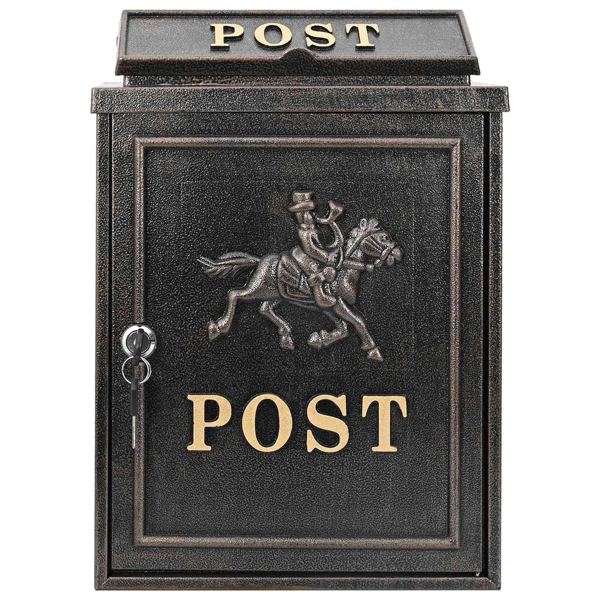 Bronze Cast Metal Wall Mailbox for Outdoor Security