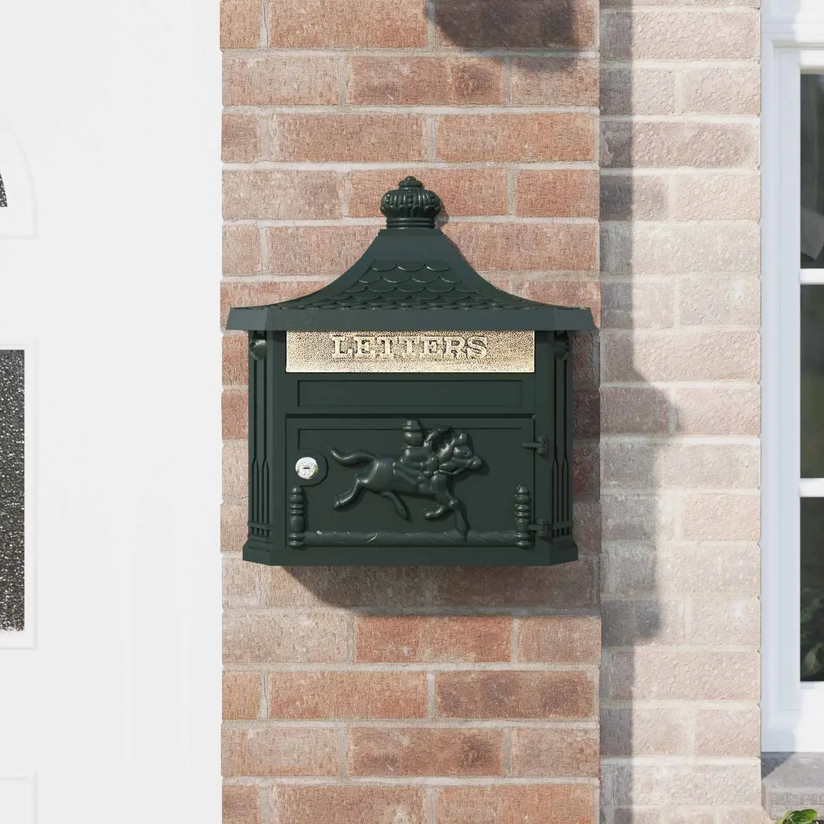 Vintage Green Wall Mounted Mailbox with Lock