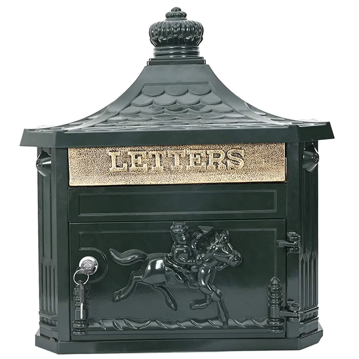 Vintage Green Wall Mounted Mailbox with Lock