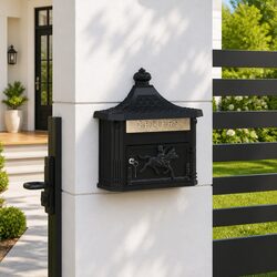 Durable Vintage Black Cast Aluminum Wall Mounted Mailbox