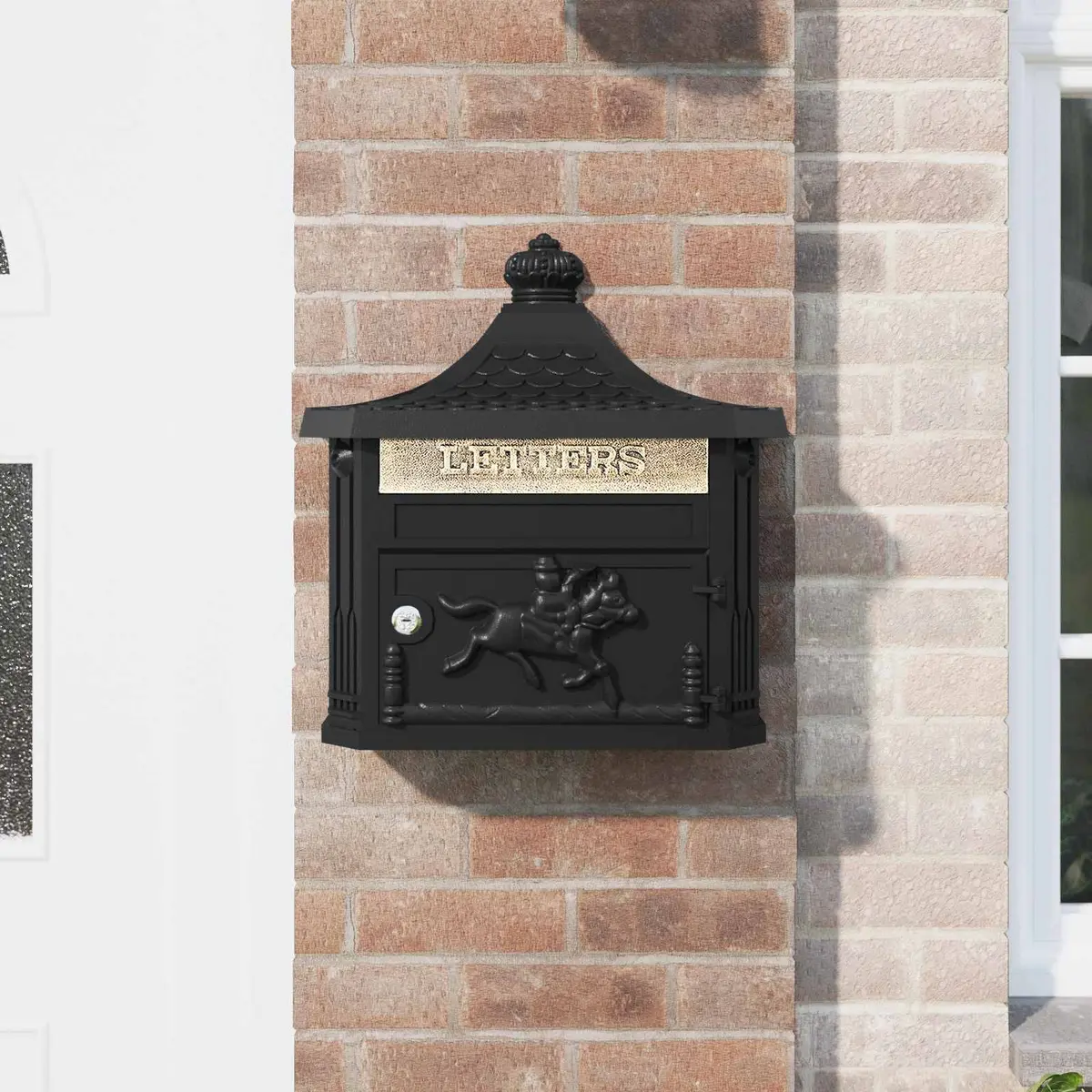 Wall Mounted Mailbox Cast Aluminum 40.5x16x45cm Black
