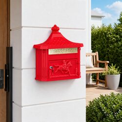 Durable Vintage Red Wall-Mounted Mailbox for Outdoors