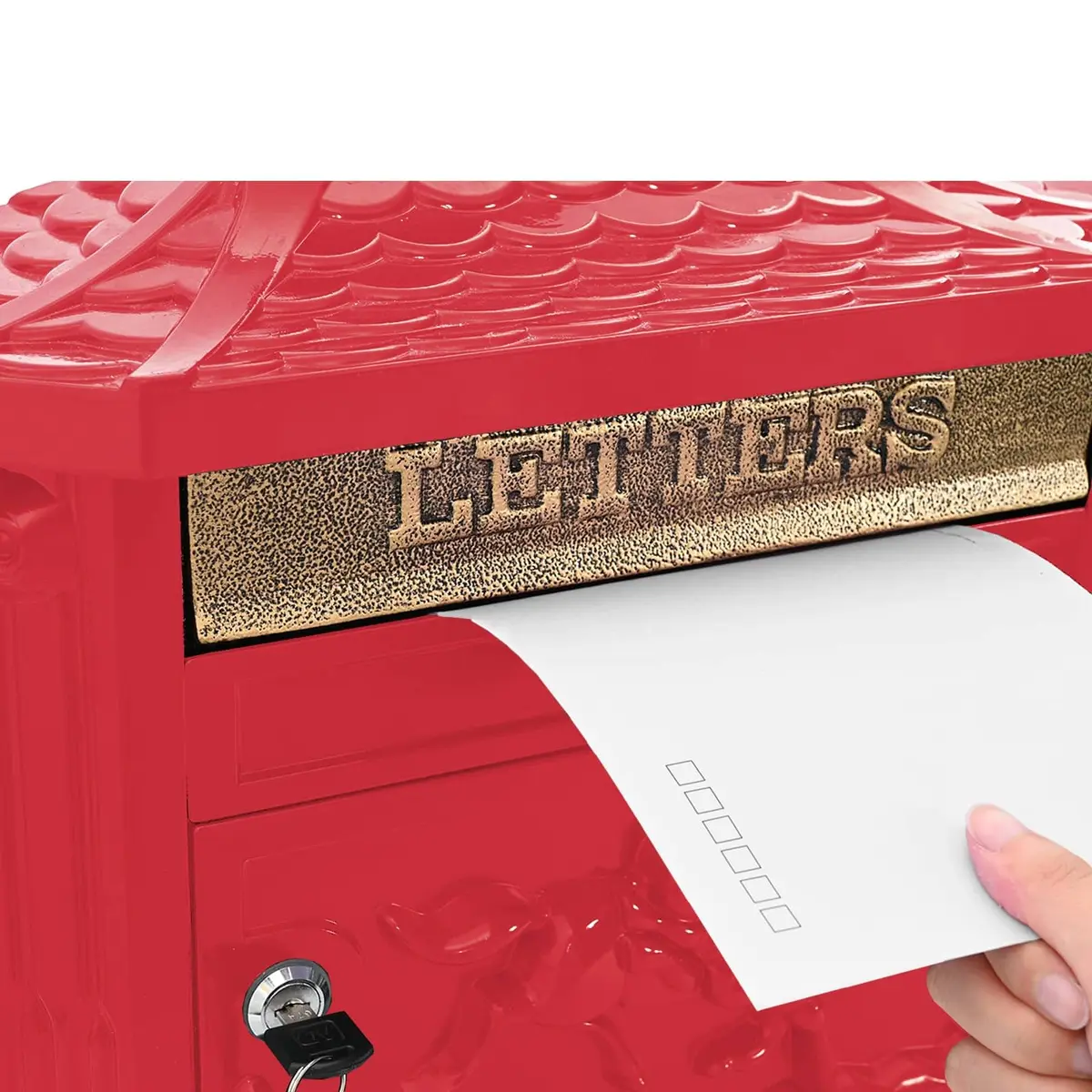 Wall Mounted Mailbox Cast Aluminium 40.5 x 16 x 45 cm Red Vintage Retro