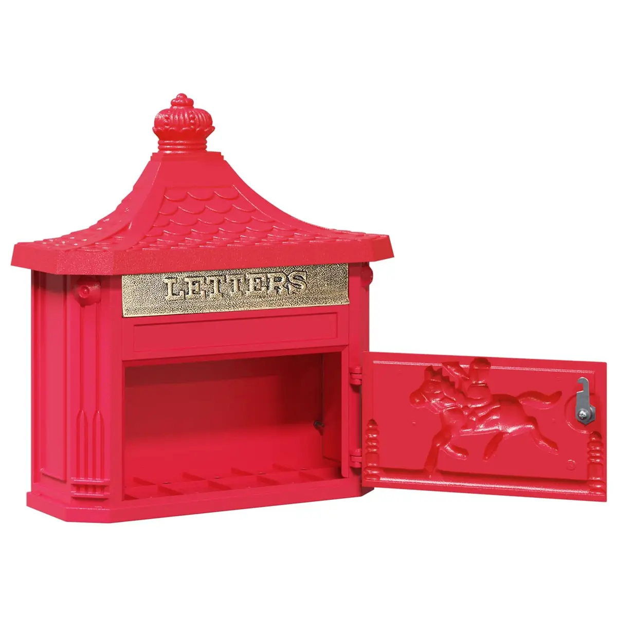 Wall Mounted Mailbox Cast Aluminium 40.5 x 16 x 45 cm Red Vintage Retro
