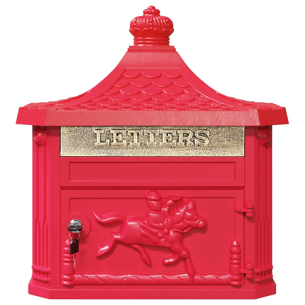 Wall Mounted Mailbox Cast Aluminium 40.5 x 16 x 45 cm Red Vintage Retro