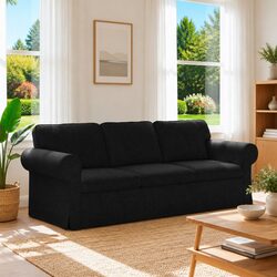 Black Modular Sectional Sofa with Sturdy Metal Frame