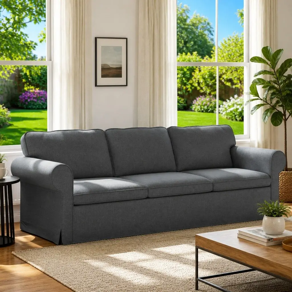 Grey Modular Sofa with Durable Metal Frame