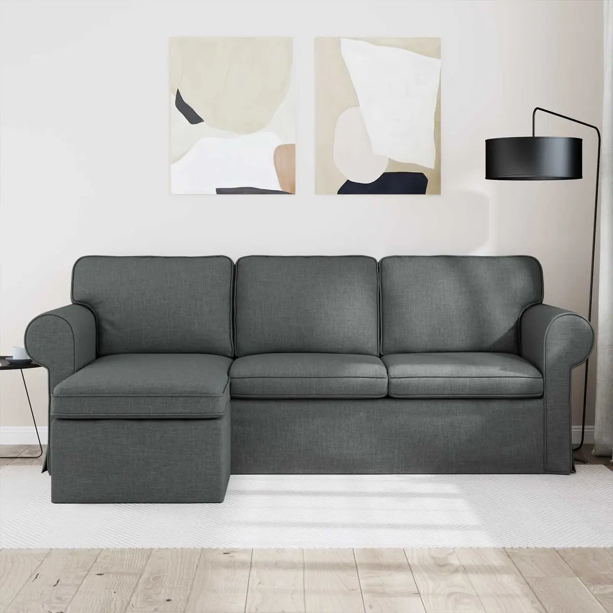 Fabric Sofa 215cm x 138cm x 80cm Dark Grey