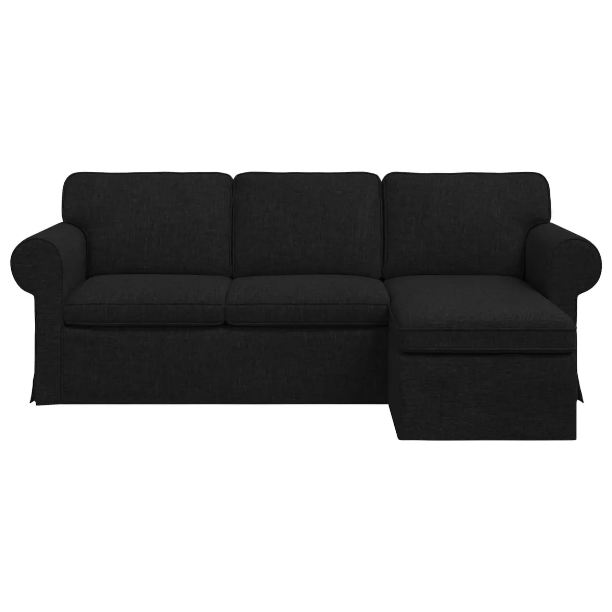 Black Fabric Sofa Modern Living Room Furniture 215cm Wide Modular Lounge Suite