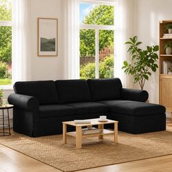 Durable Black Fabric Sofa 245 x 138 x 80 cm for Modern Homes
