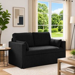 Premium Black Fabric Sofa 139x78x80cm Modular Design