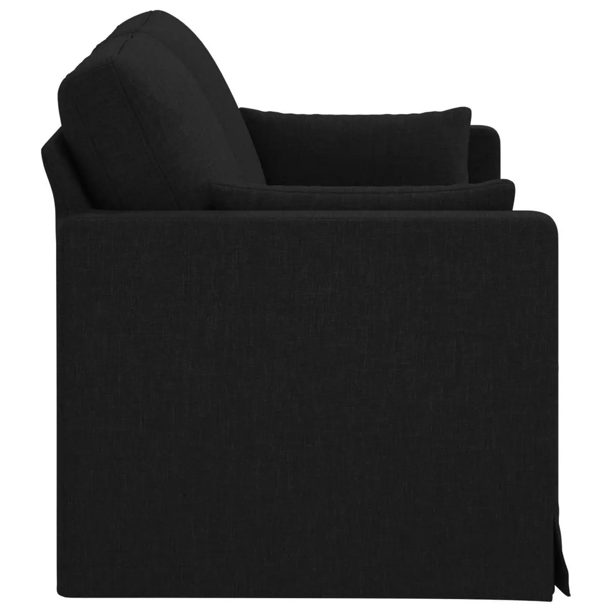 Black Fabric Sofa 158cm Modern Living Room Couch Modular Seating Metal Frame