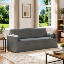 Sturdy Grey Fabric Sofa 198 x 78 x 80 cm with Metal Frame