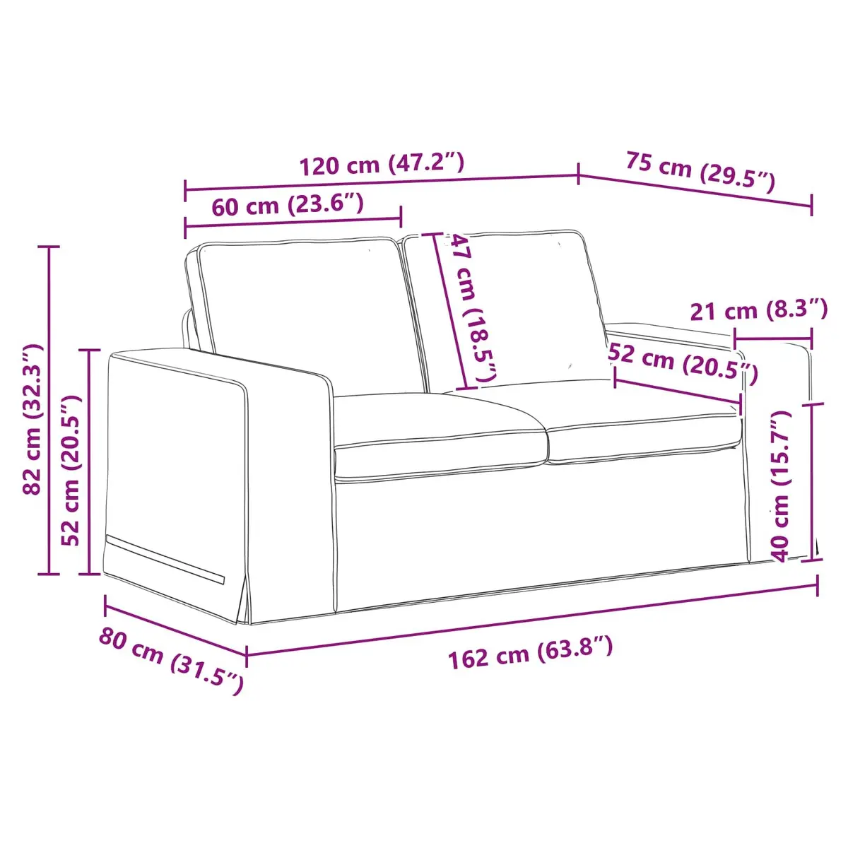 Modular Sofa Metal Grey 162x80x82cm Engineered Wood Breathable Fabric