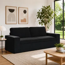 Sturdy Black Modular Sofa 222x80x82cm for Living Rooms