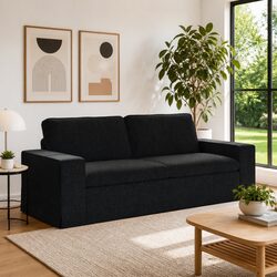 Sturdy Black Modular Sofa 222x80x82cm for Living Rooms