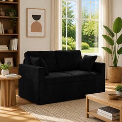 Black Velvet Lounge Sofa with Modular Design 138cm