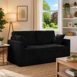 Sturdy Black Velvet Sofa for Modern Living Rooms