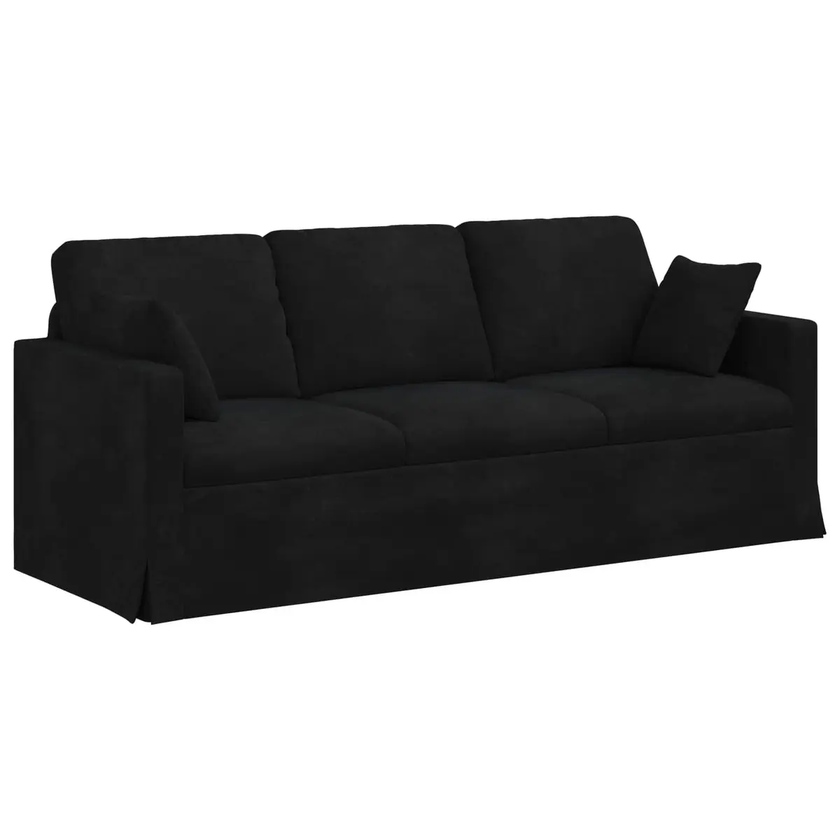 Black Velvet Sofa Modern Lounge Seating Living Room Bedroom Furniture 198cm