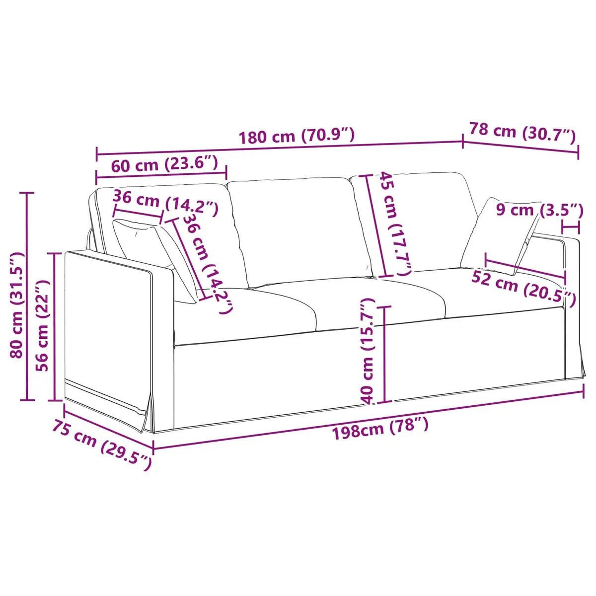 Black Velvet Sofa Modern Lounge Seating Living Room Bedroom Furniture 198cm