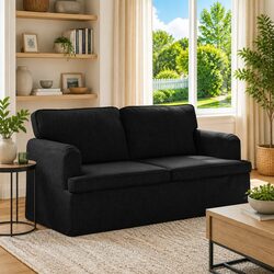 Modular Black Fabric Sofa for Modern Living Spaces