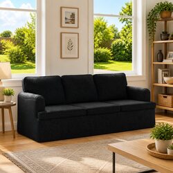 Durable Black Fabric Modular Sofa 201 x 80 x 85 cm