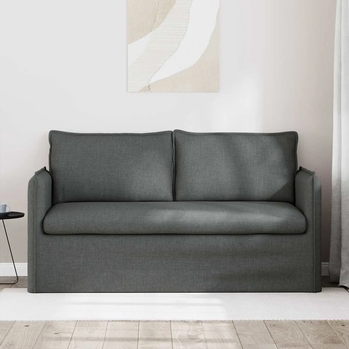 Grey Fabric Sofa 156 x 82 x 85 cm Modular Lounge Settee Modern Living Room Couch