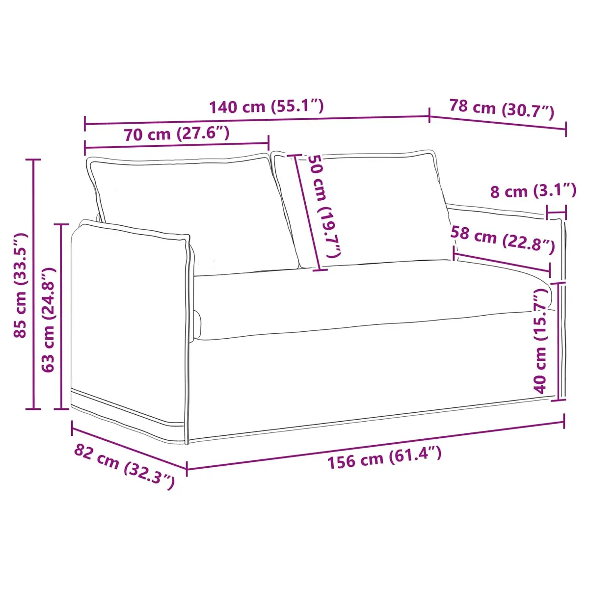 Grey Fabric Sofa 156 x 82 x 85 cm Modular Lounge Settee Modern Living Room Couch
