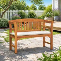 Hand-Carved Outdoor Rose Bench in Solid Acacia Wood