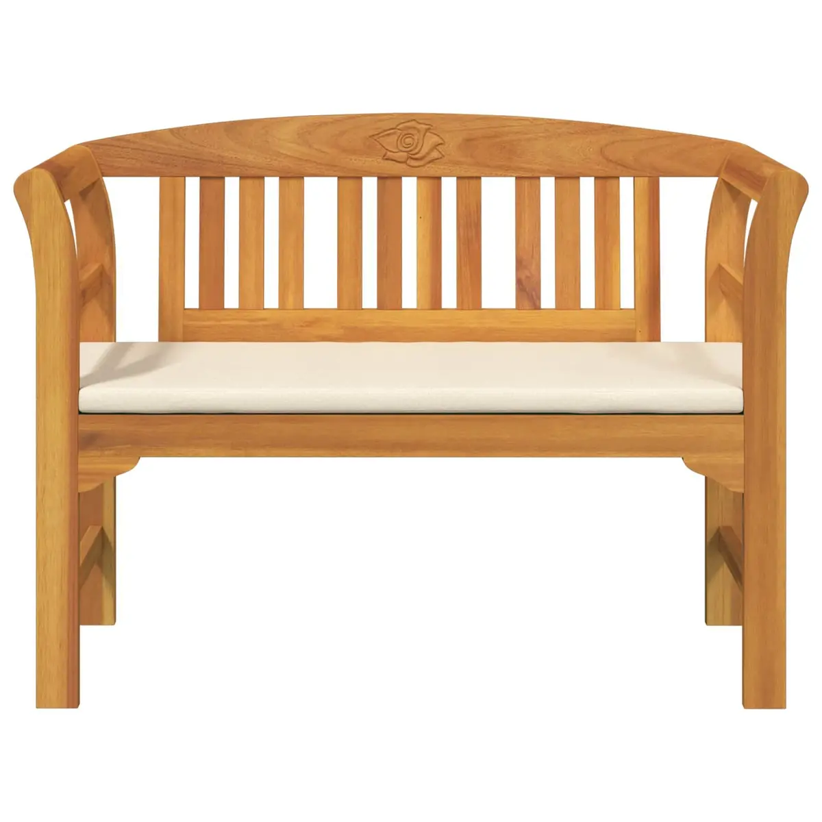 Hand-Carved Outdoor Rose Bench in Solid Acacia Wood