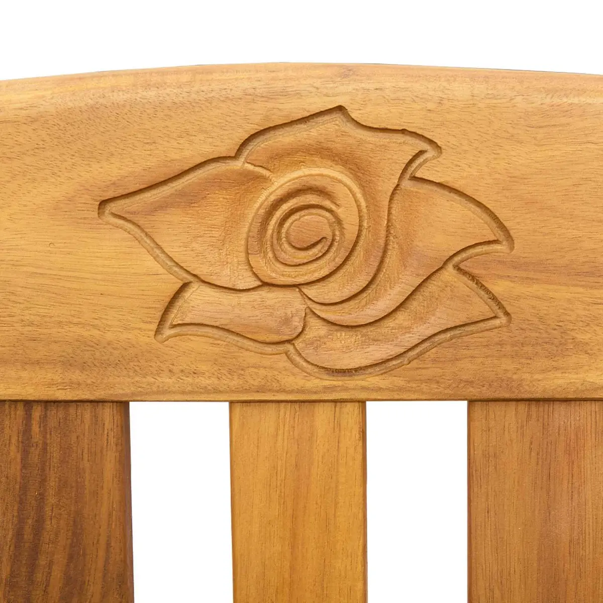 Outdoor Rose Bench Garden Seating Solid Wood Curved Armrests Balcony Patio