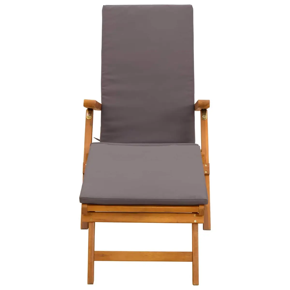 Reclining Sun Lounger with Adjustable Backrest in Brown
