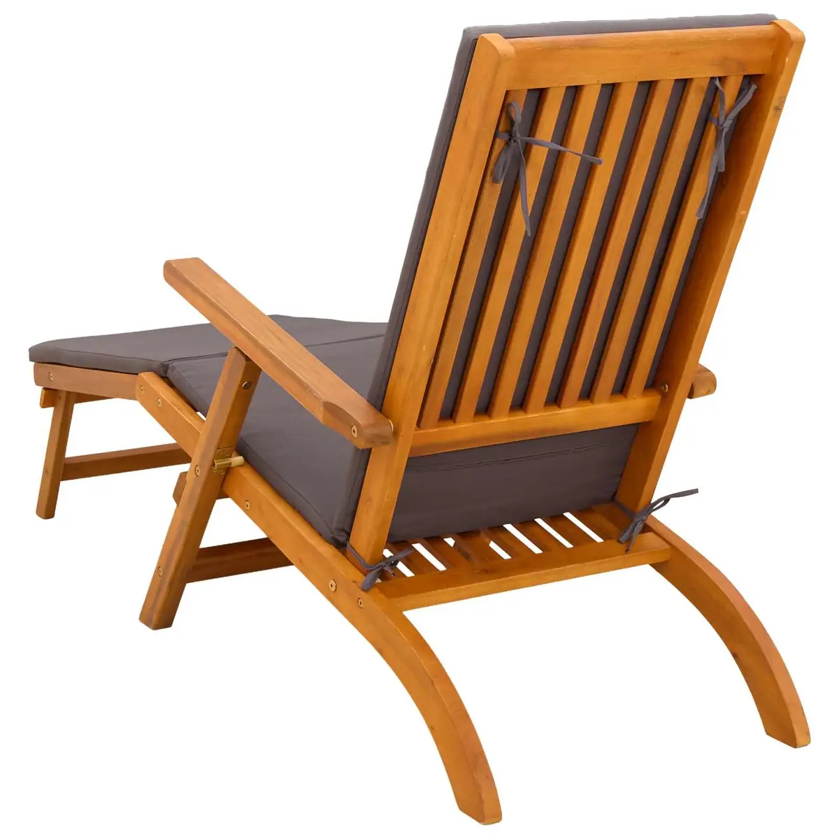 Reclining Sun Lounger with Adjustable Backrest in Brown