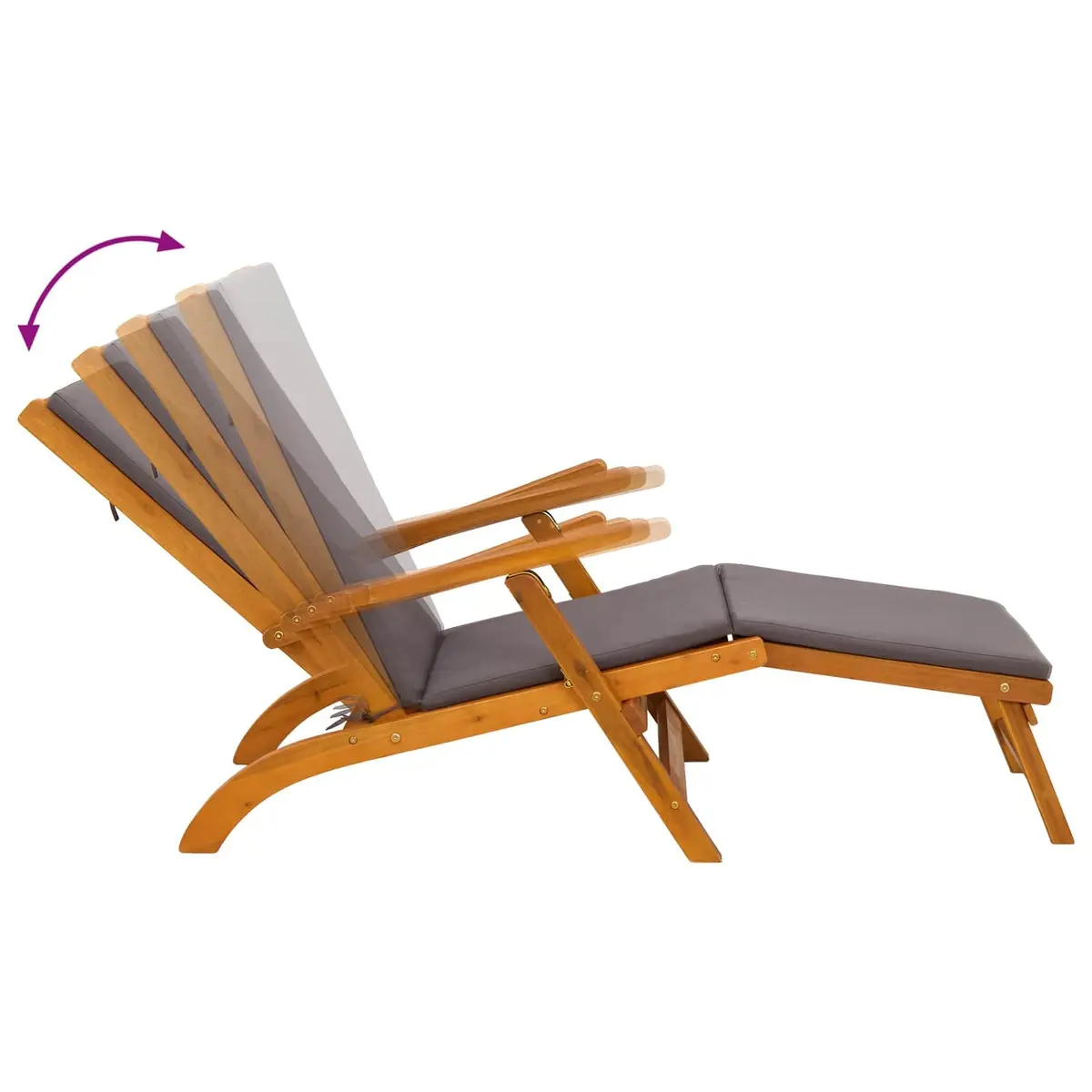 Reclining Sun Lounger with Adjustable Backrest in Brown