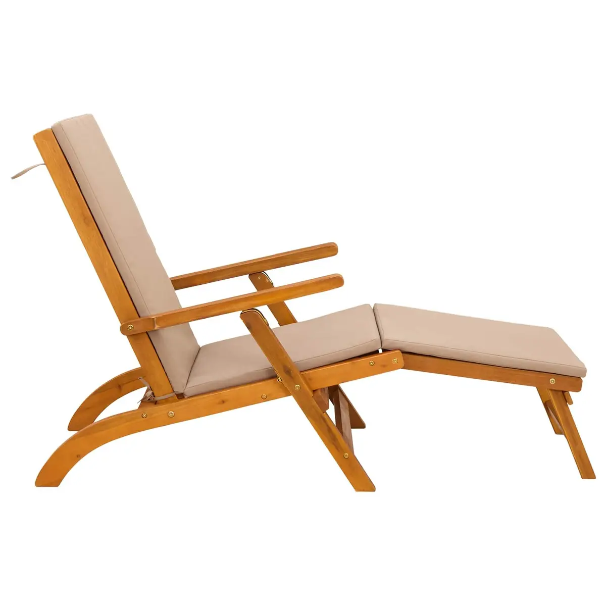 Reclining Sun Lounger Made of Solid Acacia Wood