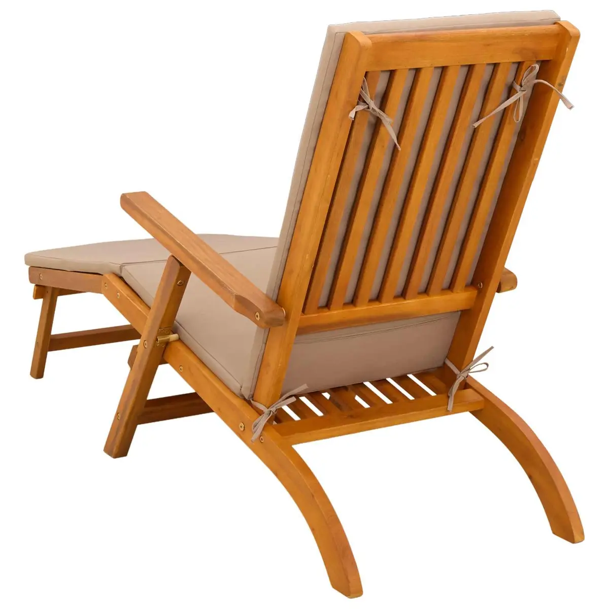 Reclining Sun Lounger Made of Solid Acacia Wood