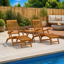 Folding Acacia Wood Sun Lounger Set for Outdoor Relaxation