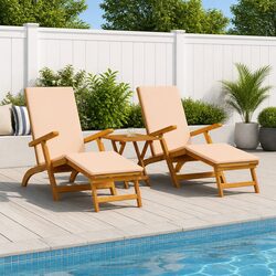 Premium Wooden Sun Lounger Set for Outdoor Relaxation