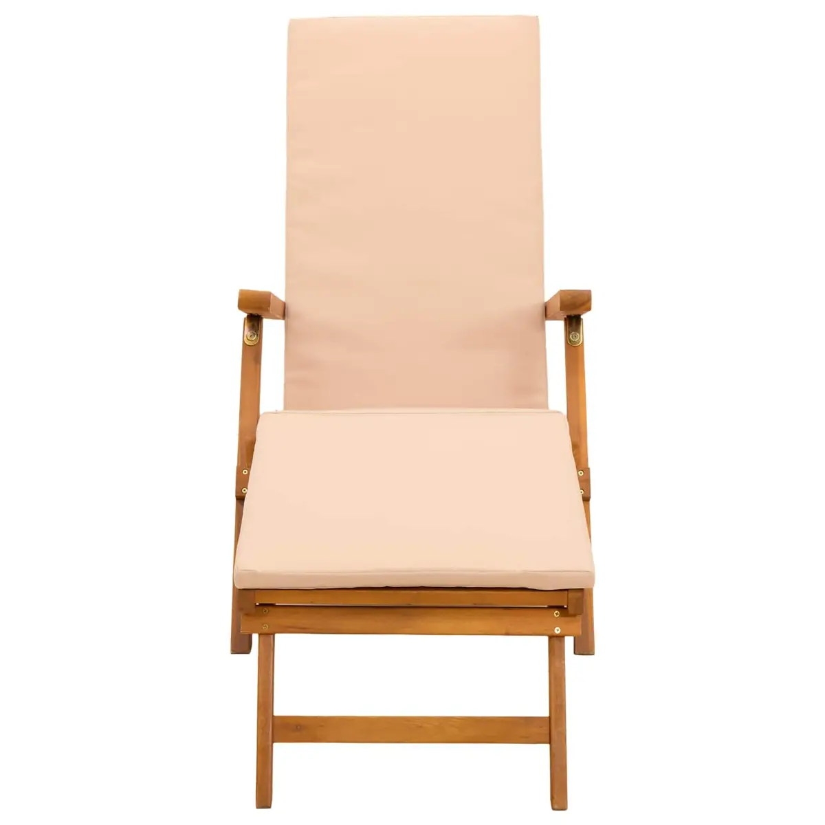 Sun Lounger Solid Acacia Wood Adjustable Reclining Folding Chair Brown 2 Pack