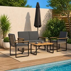 Grey Poly Rattan 4-Piece Outdoor Furniture Set