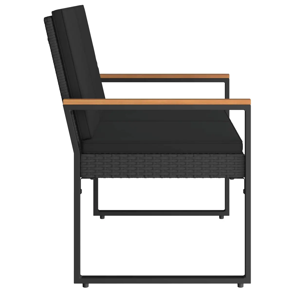 Outdoor Bench Poly Rattan Steel Frame Black 107 x 61 x 80 cm