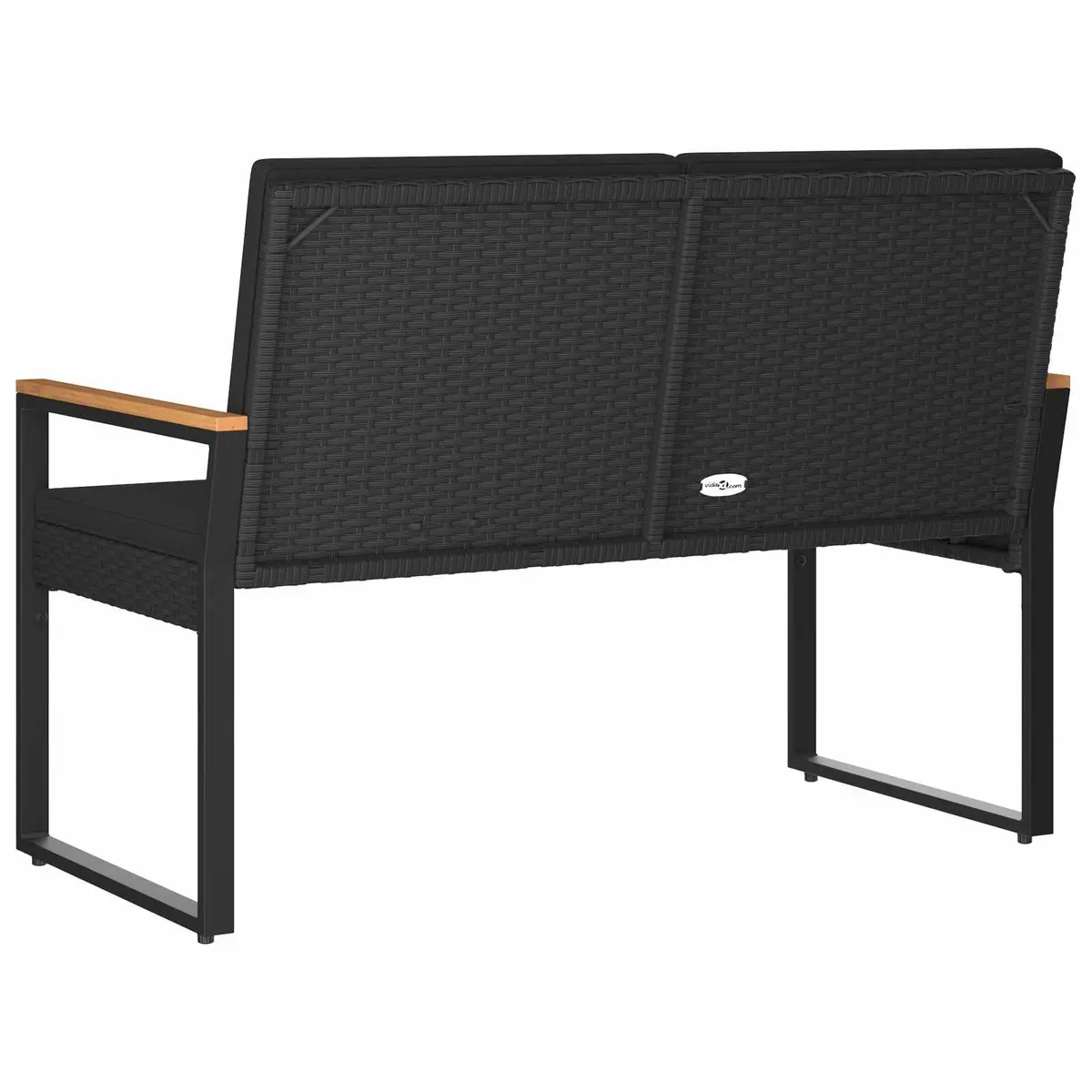 Outdoor Bench Poly Rattan Steel Frame Black 107 x 61 x 80 cm