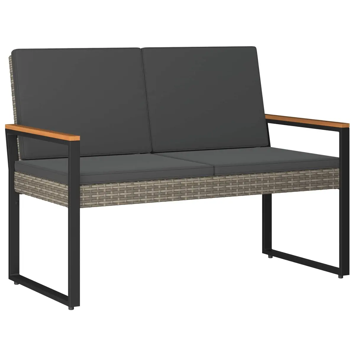 Outdoor Bench Poly Rattan Grey Durable Weather-Resistant Seating