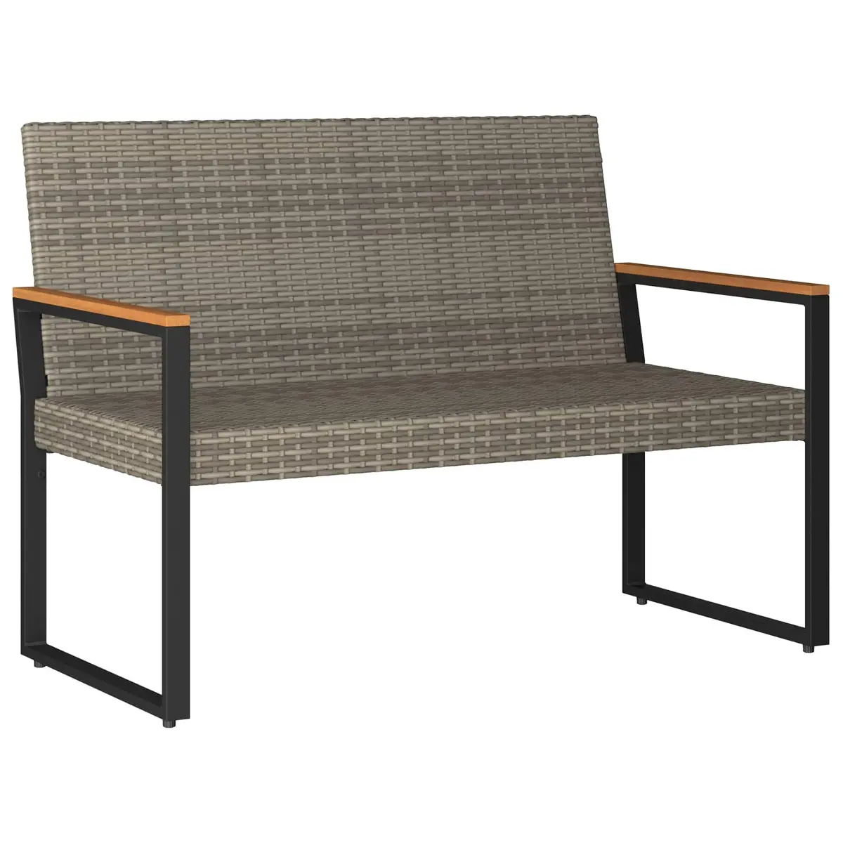 Outdoor Bench Poly Rattan Grey Durable Weather-Resistant Seating