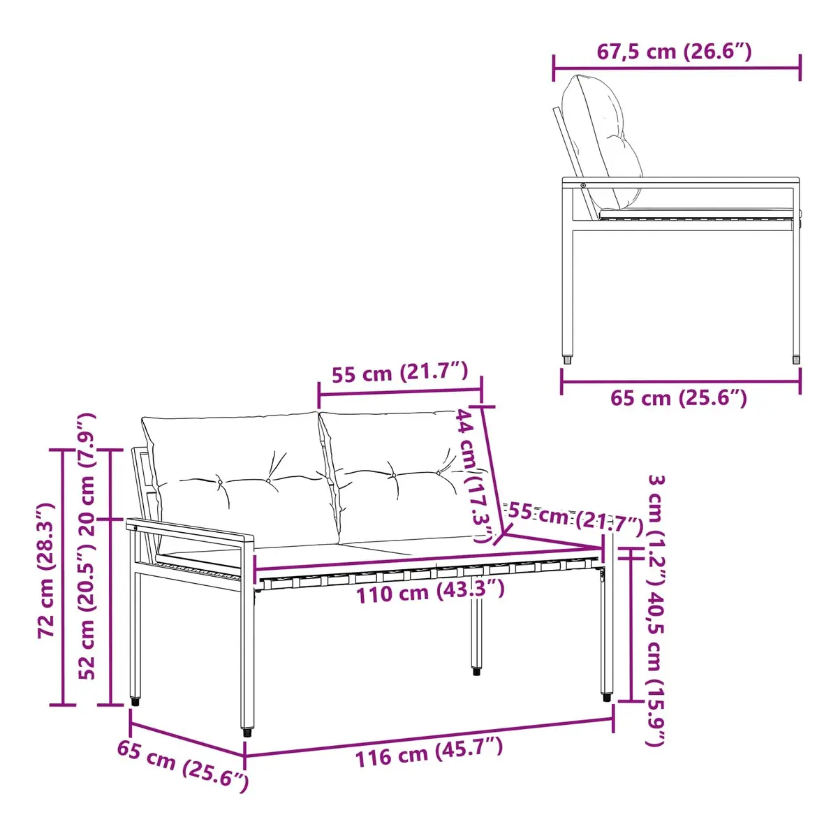 Outdoor Bench for Garden or Patio Seating
